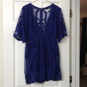Royal blue local boutique lace romper never worn!